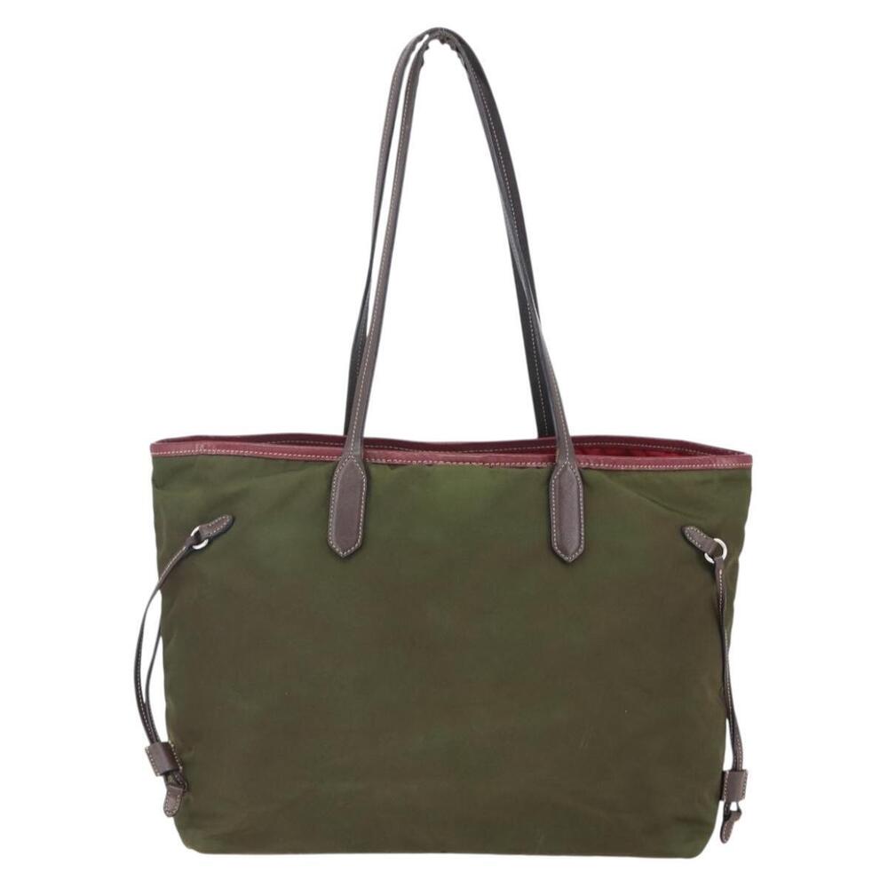 PRADA Tote Bag Nylon Khaki Silver Auth 150572 - Picture 2 of 16